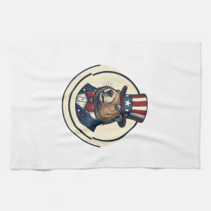 Patriotisches Murmeltier Vintage-Gravur-Shirt-Desi Geschirrtuch