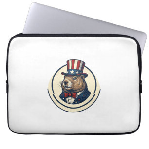 Patriotisches Murmeltier Vintage Gravur Shirt Desi Laptopschutzhülle