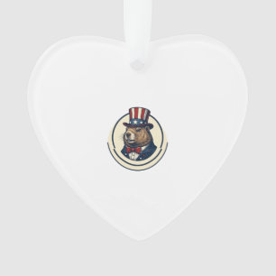 Patriotisches Murmeltier Vintage-Stich-Shirt-Desig Ornament