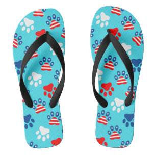 Patriotisches Muster aus Red White und Blue Dog Pa Badesandalen