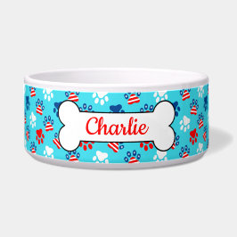 Patriotisches Muster aus Red White und Blue Dog Pa Napf