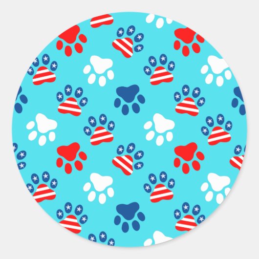 Patriotisches Muster aus Red White und Blue Dog Pa Runder Aufkleber (Vorderseite)