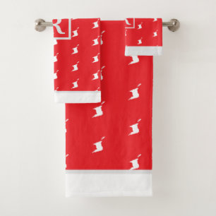 Patriotisches Muster mit Monogramm auf ROT und GRA Badhandtuch Set