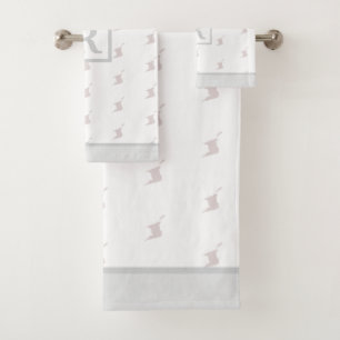 Patriotisches Muster mit Monogramm auf WEISS und G Badhandtuch Set
