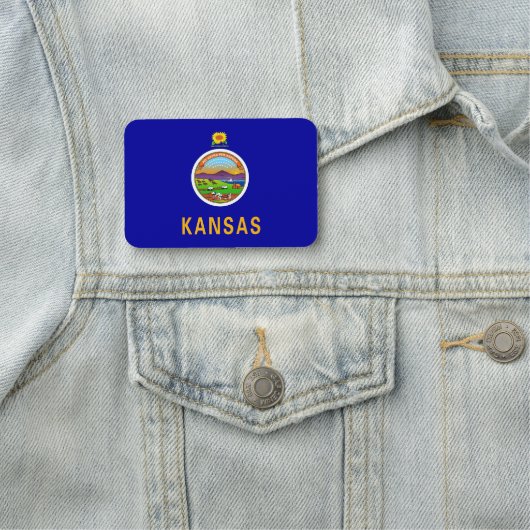 Patriotisches Namensschild mit der Flagge von Kans (Beispiel)