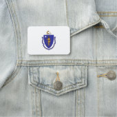 Patriotisches Namensschild mit der Flagge von Mass (Beispiel)