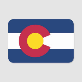 Patriotisches Namensschild mit Flagge Colorado, US
