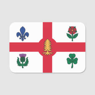Patriotisches Namensschild mit Flagge von Montreal