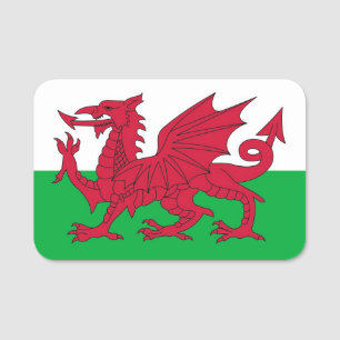 Patriotisches Namensschild mit Wales-Flagge