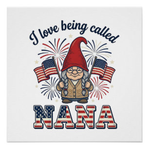 Patriotisches Nana-Gnom-Vintage-Oma-Shirt Des Poster