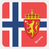 Patriotisches Norwegen und norwegische Flagge, Url Quadratischer Aufkleber (Vorderseite)
