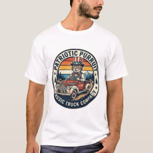 Patriotisches Onkel-Sam-Katz Retro-Sonnenuntergang T-Shirt