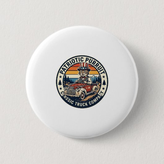 Patriotisches Onkel-Sam-Katze-Retro-Sonnenuntergan Button (Vorderseite)