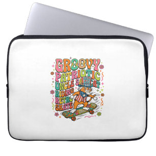 Patriotisches Onkel-Sam-Katze Retro-Typografie T-S Laptopschutzhülle