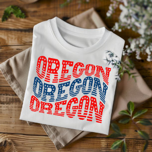 Patriotisches Oregon-T-Shirt in Rot und Blau im Bo T-Shirt