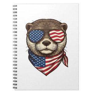 Patriotisches Otter-Vektor-Retroschrift-Shirt-Desi Notizblock