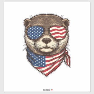 Patriotisches Otter-Vektor-Vintage-Stickerei-Shirt Aufkleber