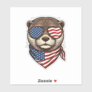 Patriotisches Otter-Vektor-Vintage-Stickerei-Shirt Aufkleber