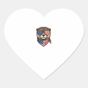 Patriotisches Otter-Vektor-Vintage-Stickerei-Shirt Herz-Aufkleber