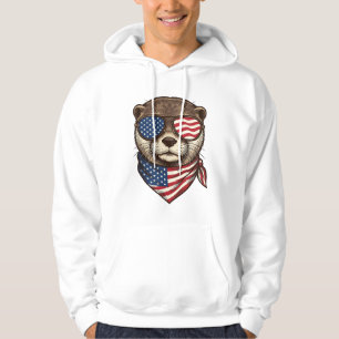 Patriotisches Otter-Vektor-Vintage-Stickerei-Shirt Hoodie