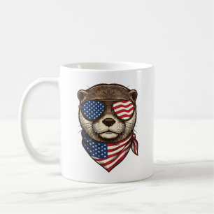 Patriotisches Otter-Vektor-Vintage-Stickerei-Shirt Kaffeetasse