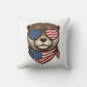 Patriotisches Otter-Vektor-Vintage-Stickerei-Shirt Kissen