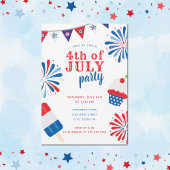 Patriotisches Party 4. Juli Feuerwerk Einladung