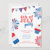 Patriotisches Party 4. Juli Feuerwerk Einladung (Vorderseite)