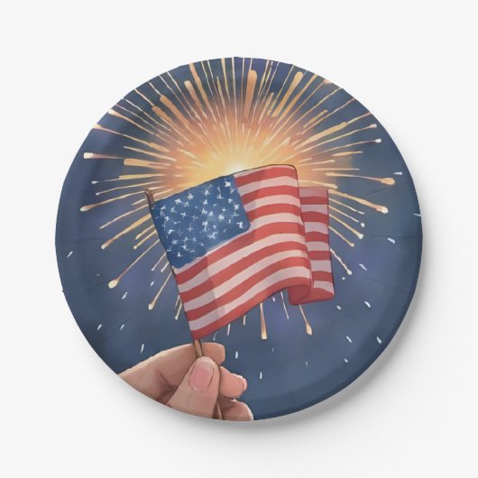 Patriotisches Party der amerikanischen Flagge Pappteller (Vorderseite)