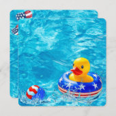 Patriotisches Party mit gelber Ente Einladung (Vorne/Hinten)