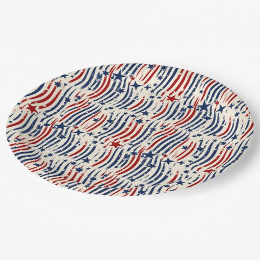 Patriotisches Party Vibes Pappteller (Schrägansicht)