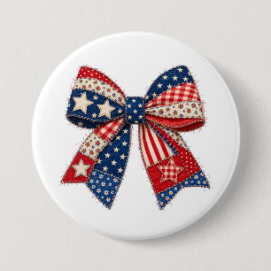 Patriotisches Patchwork-Band mit Sternen und Strei Button