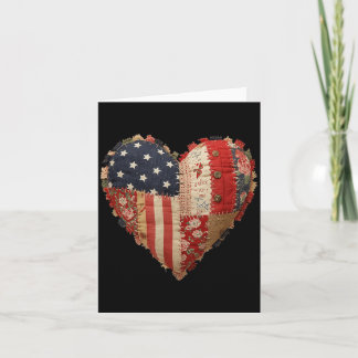 Patriotisches Patchwork-Herz-Americana-Flagge-Folk Karte