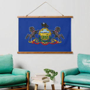 Patriotisches Pennsylvania Tapestry, Pennsylvania  Wandteppich Mit Holzrahmen