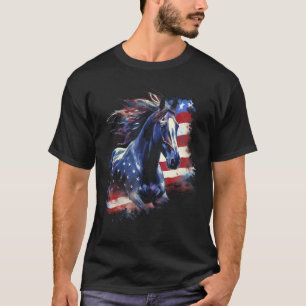 Patriotisches Pferd Amerikanische Flagge Reiten We T-Shirt