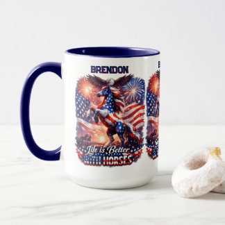 Patriotisches Pferd Amerikanische Flagge Sonnenunt Tasse