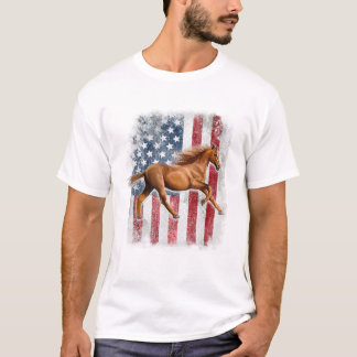 Patriotisches Pferd Amerikanische Flagge T-Shirt