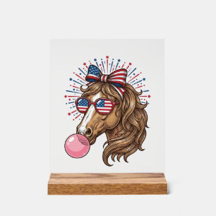 Patriotisches Pferd Bubble Gum Vintage Vector T-Sh Acrylschild