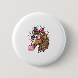 Patriotisches Pferd Bubble Gum Vintage Vector T-Sh Button