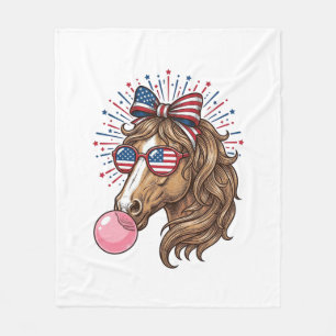 Patriotisches Pferd Bubble Gum Vintage Vector T-Sh Fleecedecke