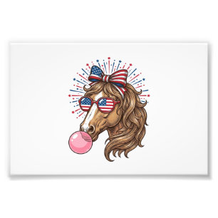Patriotisches Pferd Bubble Gum Vintage Vector T-Sh Fotodruck