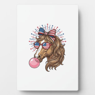 Patriotisches Pferd Bubble Gum Vintage Vector T-Sh Fotoplatte