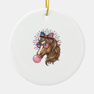 Patriotisches Pferd Bubble Gum Vintage Vector T-Sh Keramik Ornament