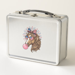 Patriotisches Pferd Bubble Gum Vintage Vector T-Sh Metall Brotdose