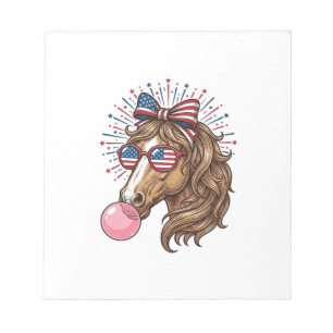 Patriotisches Pferd Bubble Gum Vintage Vector T-Sh Notizblock