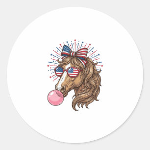 Patriotisches Pferd Bubble Gum Vintage Vector T-Sh Runder Aufkleber
