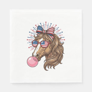 Patriotisches Pferd Bubble Gum Vintage Vector T-Sh Serviette