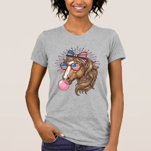 Patriotisches Pferd Bubble Gum Vintage Vector T-Sh T-Shirt