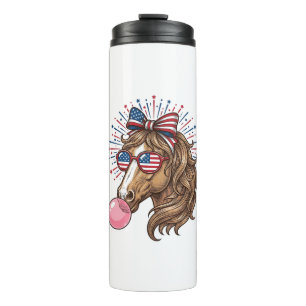 Patriotisches Pferd Bubble Gum Vintage Vector T-Sh Thermosbecher
