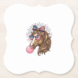 Patriotisches Pferd Bubble Gum Vintage Vector T-Sh Untersetzer